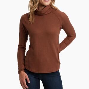 Kühl Petra Waffle Knit Turtleneck Womens Medium Gray Outdoor Hiking Lightweight